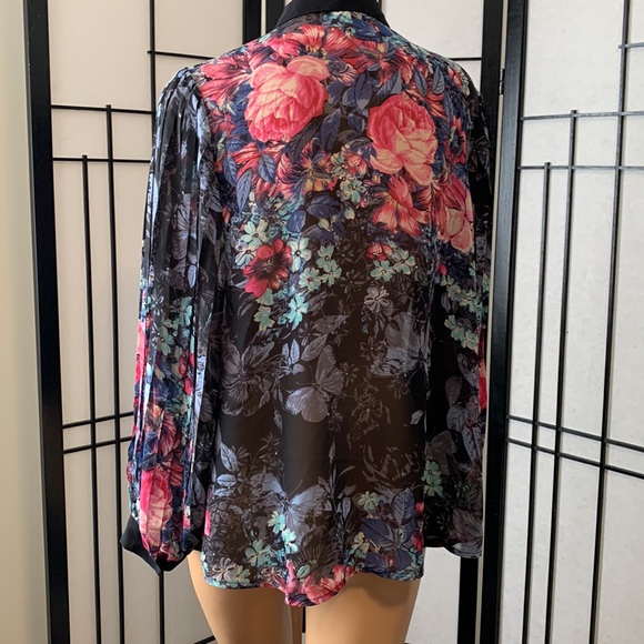 New NWT LAUREN CONRAD sheer blouse shirt L - Picture 5 of 6